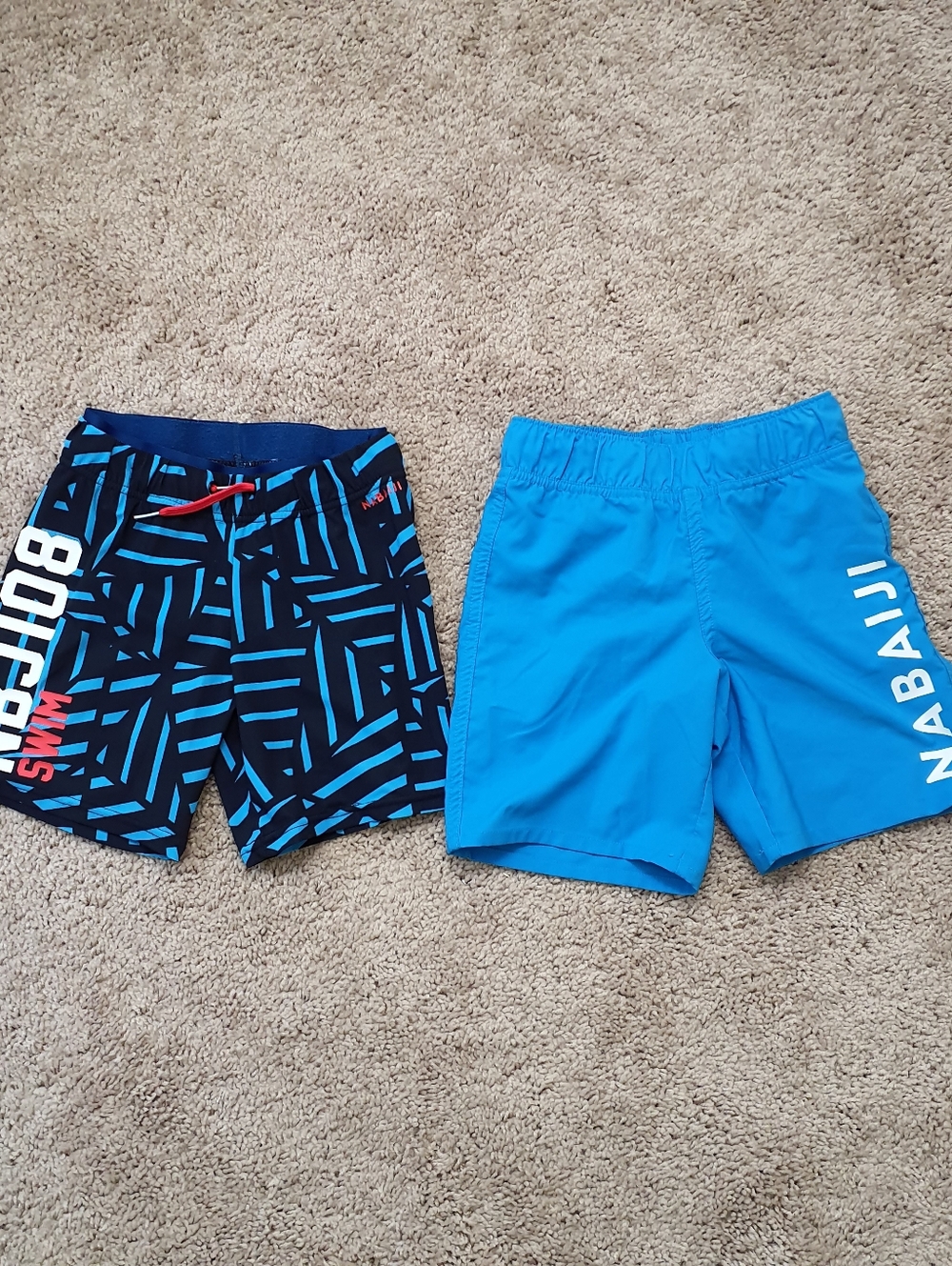 Nabaiji Boys Swim Trunks Lot Of 2 Size 5 - 6 Yrs Elastic Waist Blue W Liner